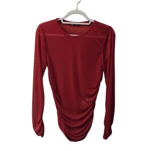 Zara Maroon Mesh Top Size M